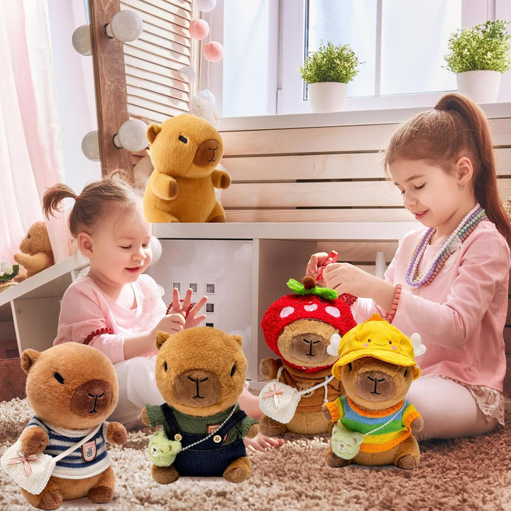 TITQWOP Peluche Capybara marrón de 10.2 pulgadas con 9 prendas y ac...