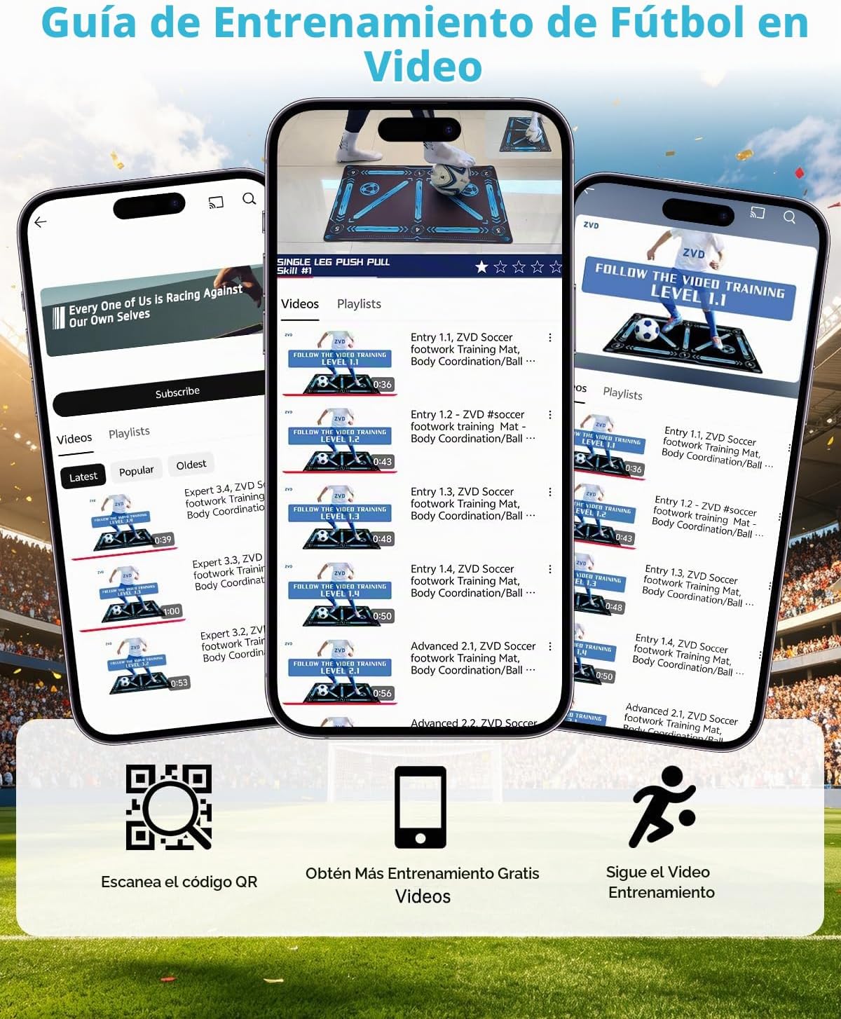 ZVD Tapete enrollado para entrenamiento de fútbol con video, tapete antideslizante para trabajo de pies
