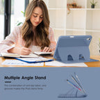 Funda para iPad (A16) de 11 pulgadas 2025 y iPad de 10ª/11ª generación de 10.9 pulgadas 2022, funda magnética con múltiples ángulos, parte trasera a prueba de golpes, soporte para lápiz y apagado y encendido automático, azul niebla