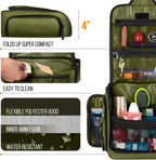 Neceser de viaje para hombres y mujeres (10.6 x 10.6 x 3.2 pulgadas), organizador grande de artículos de tocador colgantes, bolsa de higiene impermeable con gancho giratorio de metal XXL, con cremalleras resistentes y 19 compartimentos para artículos de