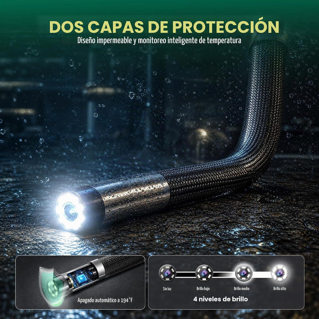 SATA Cámara articulada de boroscopio con luz, endoscopio bidireccional de