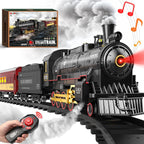 Hot Bee RC Train Set para Kids, Steam Locomotive, Light-Up Cars y Tracks