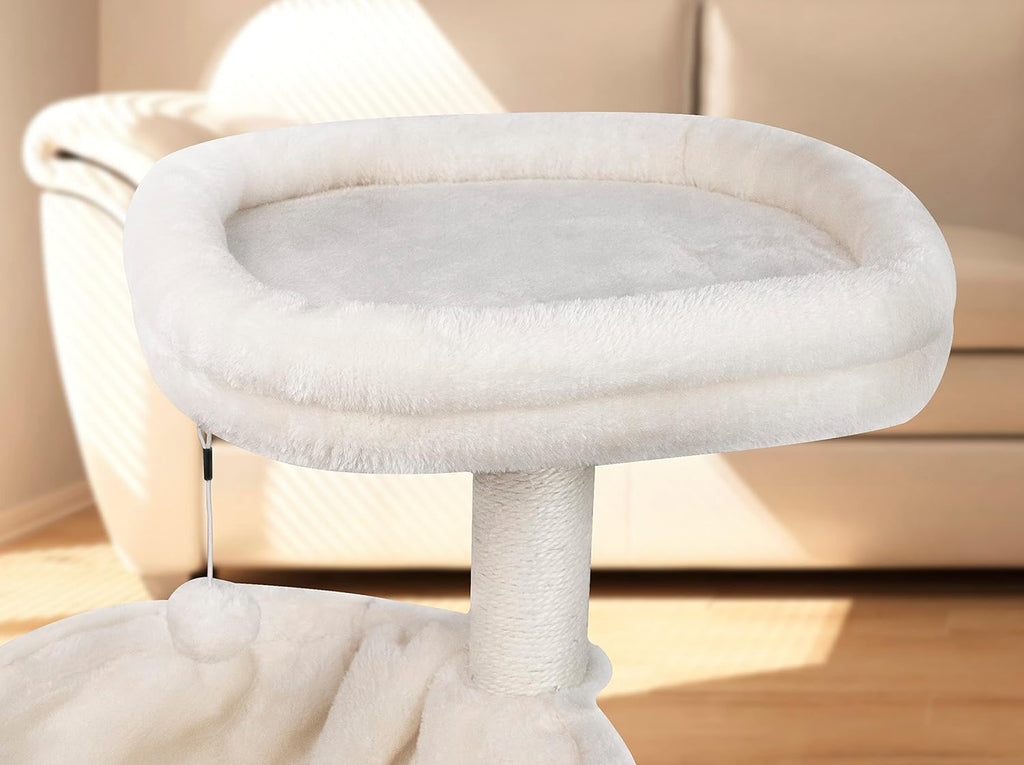 YUNIQUE Árbol para gatos de 39.4 pulgadas con condominio para gatos y hamaca grande, beige