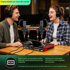 TENLAMP Paquete de mezclador de audio G10 Creator con micrófonos duales