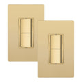 LIDER Interruptor de luz basculante doble y atenuador LED deslizante, interruptor de luz combinado y atenuador, 1 polo, no requiere neutro, placa de pared incluida, certificación UL, termoplástico