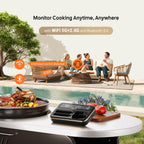 Termómetro inalámbrico WiFi para carne de 5GHz y 2.4GHz, termómetro inteligente WiFi INKBIRD con 2 sondas codificadas por tamaño y rango ilimitado, termómetro Bluetooth 5.4 con LCD legible de 360°