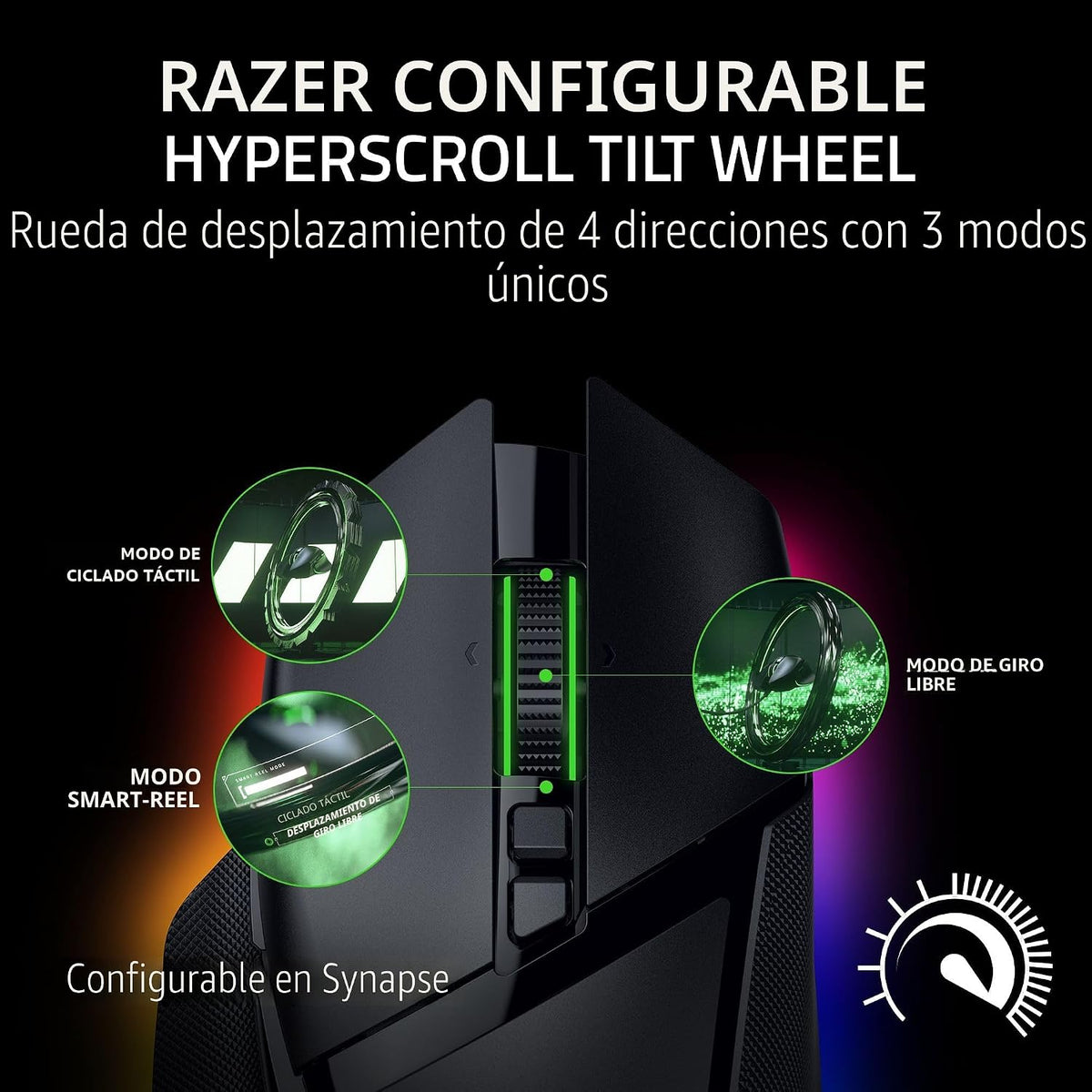 Razer Basilisk V3 35K Ratón ergonómico con cable para juegos: rueda...