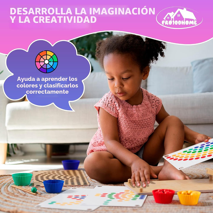 PRO100HOME - Juguetes Montessori de aprendizaje de madera para niño...