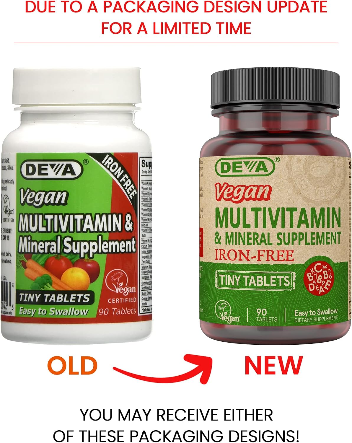 Deva Suplemento multivitamínico y mineral vegano sin hierro, con vi...