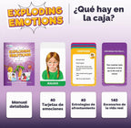 Tarjetas y juego de emociones explosivas: 2 en 1, diversión familiar divertida, aprendizaje socioemocional, tarjetas de sentimiento para niños, enseña habilidades sociales, autismo