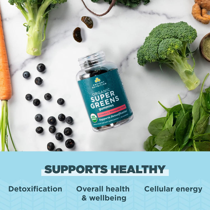 Ancient Nutrition Supergreens - Gomitas orgánicas de superalimento...