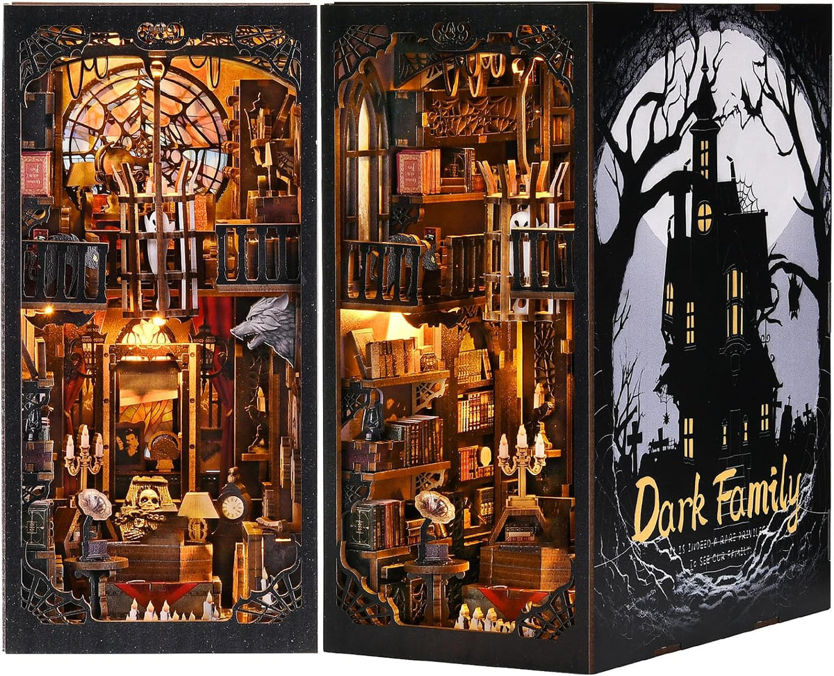 Kit de rincón de libros, casa de muñecas en miniatura, rompecabezas 3D para adultos