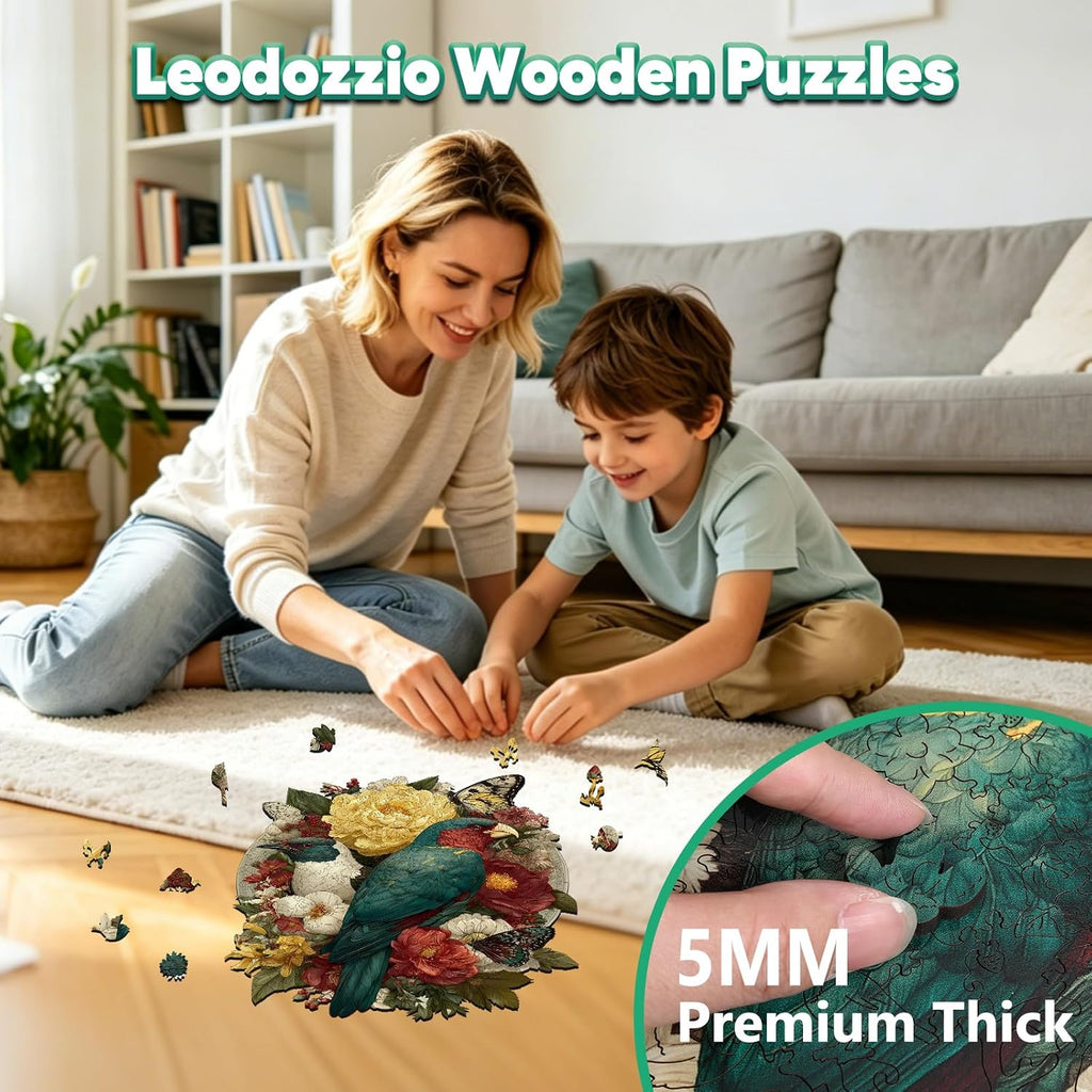 Rompecabezas de madera para adultos, rompecabezas de madera con forma única de 0.197 in, regalo de cumpleaños para adultos y niños, juego familiar (pájaros de la naturaleza, 1000 piezas)