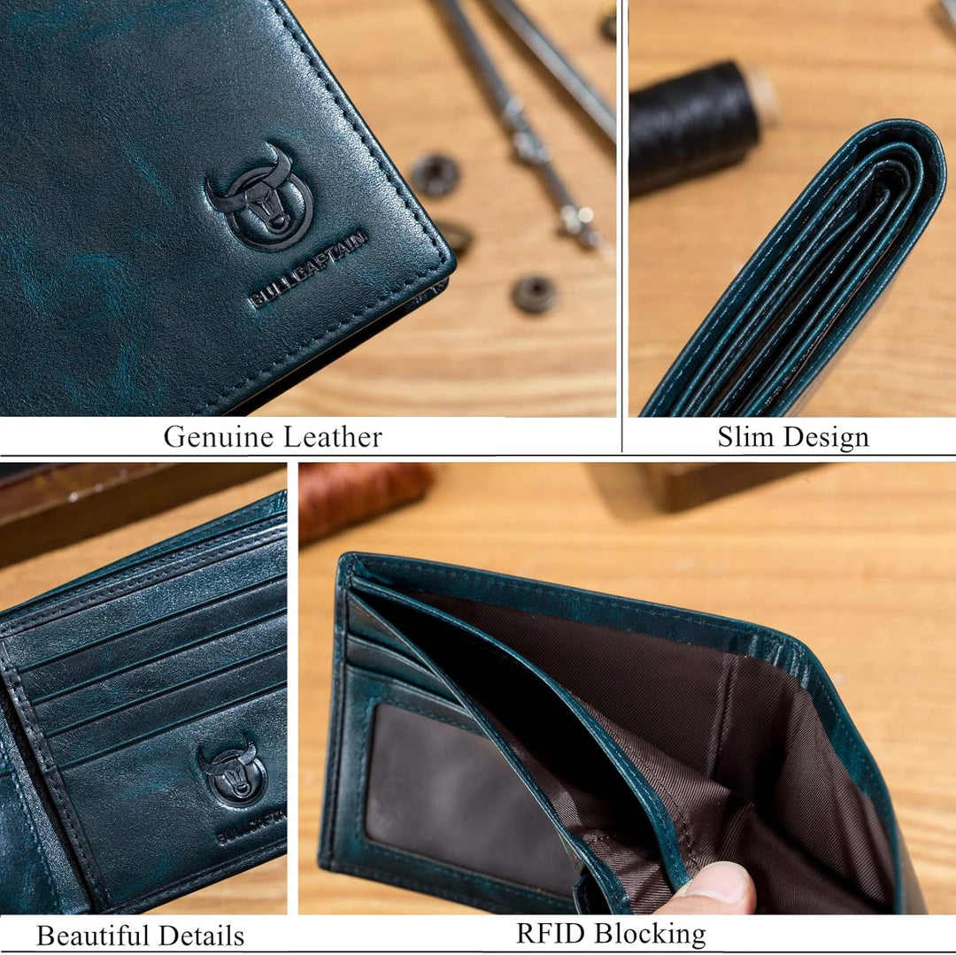 BULLCAPTAIN Carteras RFID para hombres, billetera delgada plegable...