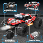 Auto de control remoto, 4WD de alta velocidad 30+KPH RC Cars para niños de 8 a 12 años, 2.4 GHz, camión RC Monster Truck 1:18 con 2 baterías recargables y luces LED, regalos de cumpleaños para