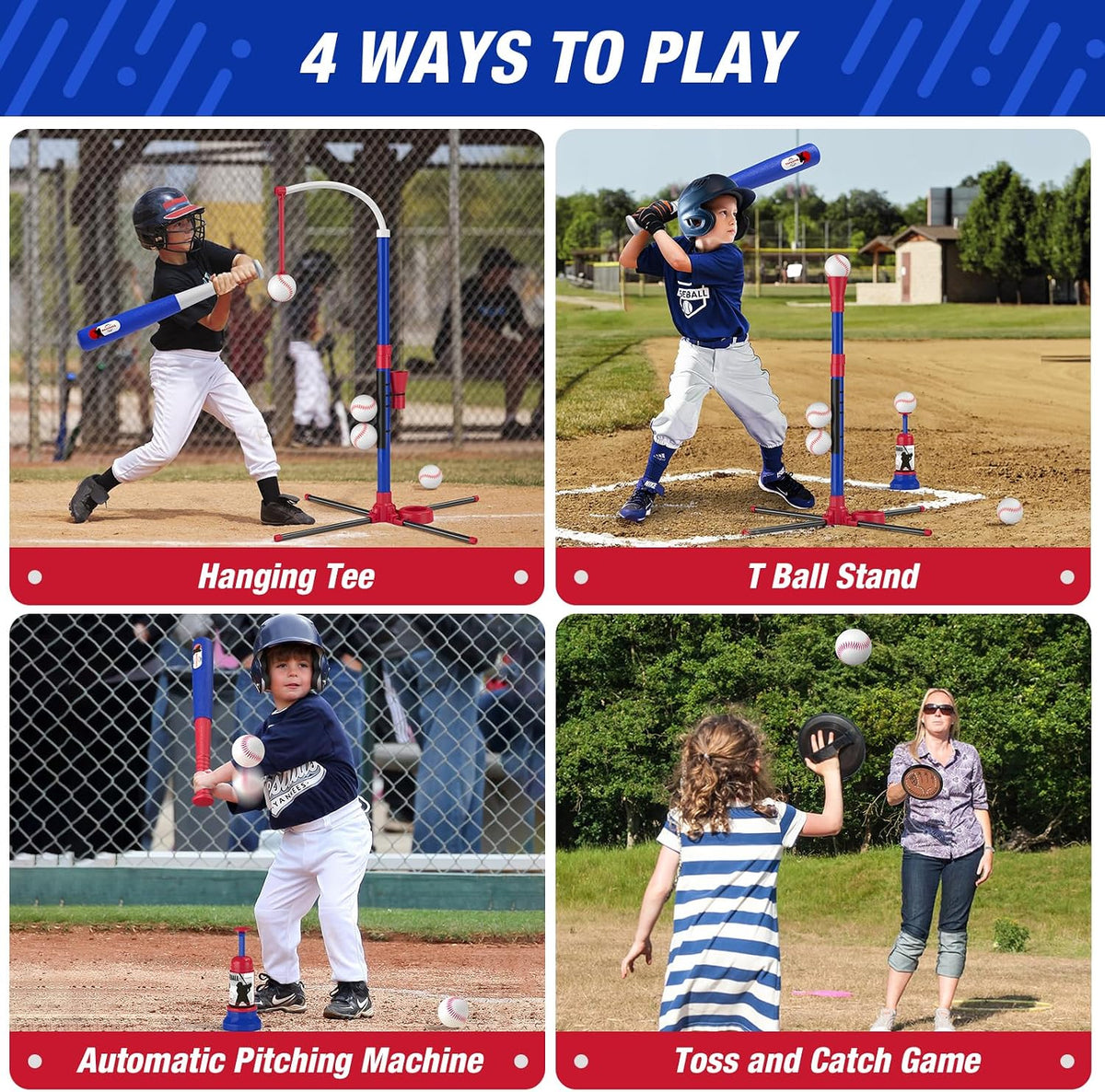 4 en 1 T Ball Sets para Kids 3-5 con Toss y Catch Ball Set