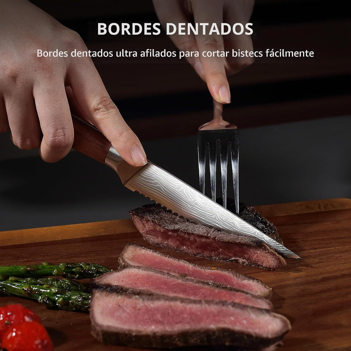 Juego de 6 Cuchillos para Filetear YOTSUBA con Larga Espiga y Mango de Madera de Etiro