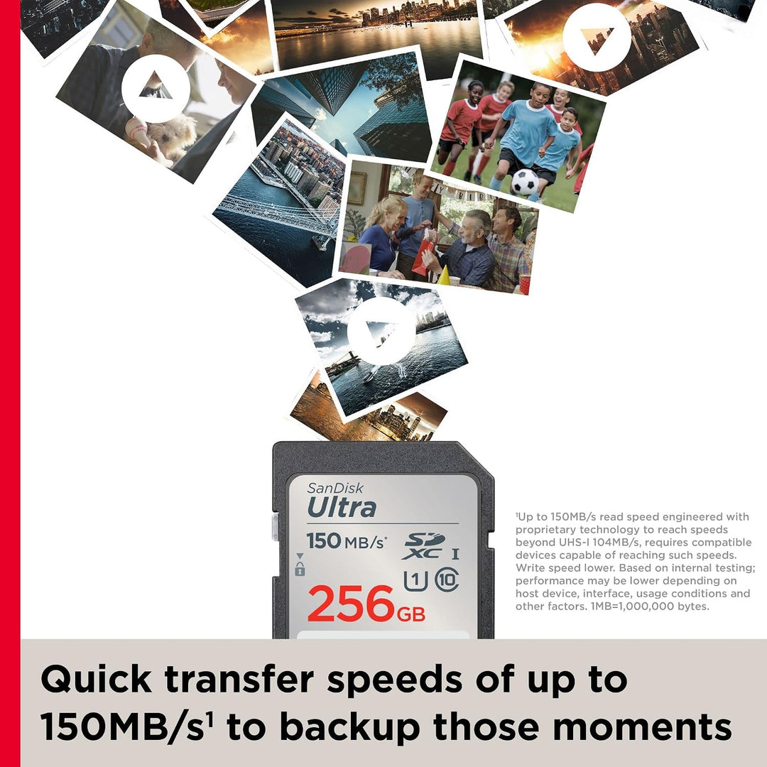SanDisk Tarjeta de memoria Ultra SDXC UHS-I de 256 GB, hasta 150 MB...