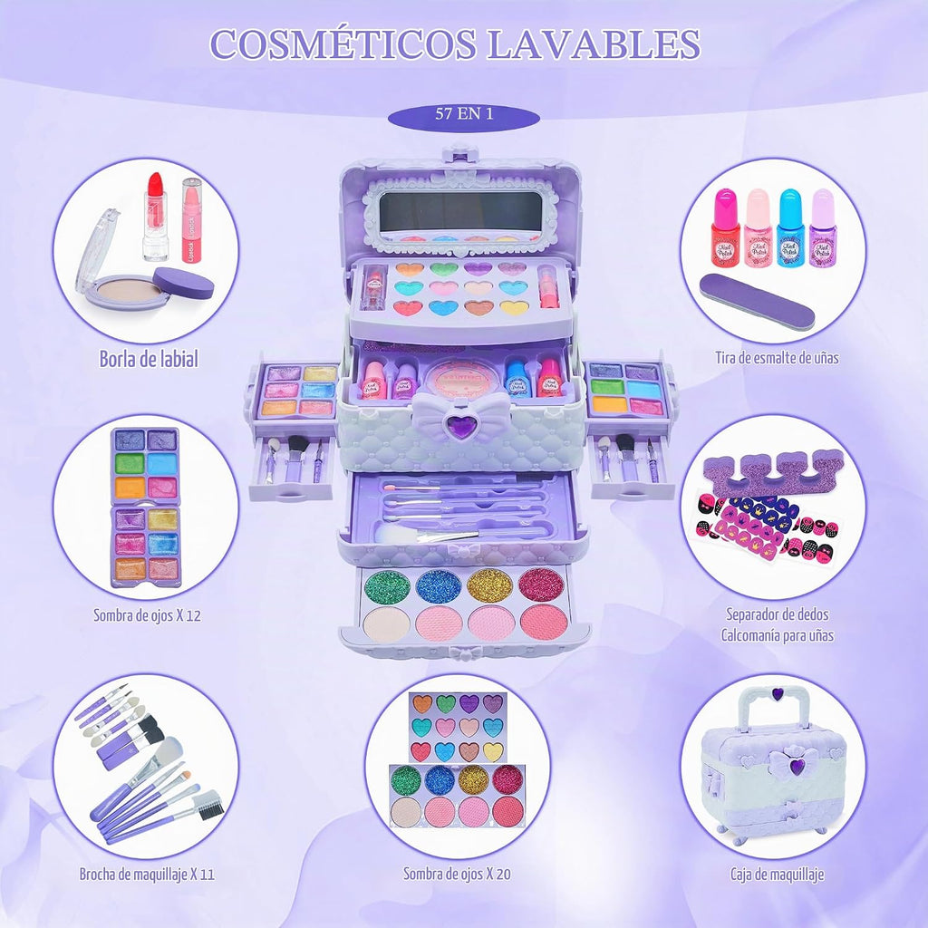 Juegos de maquillaje para niñas - Kit de maquillaje lavable real para niñas
