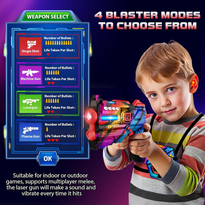 Juego de 4 Pistolas de Laser Tag con Chalecos de Pantalla de