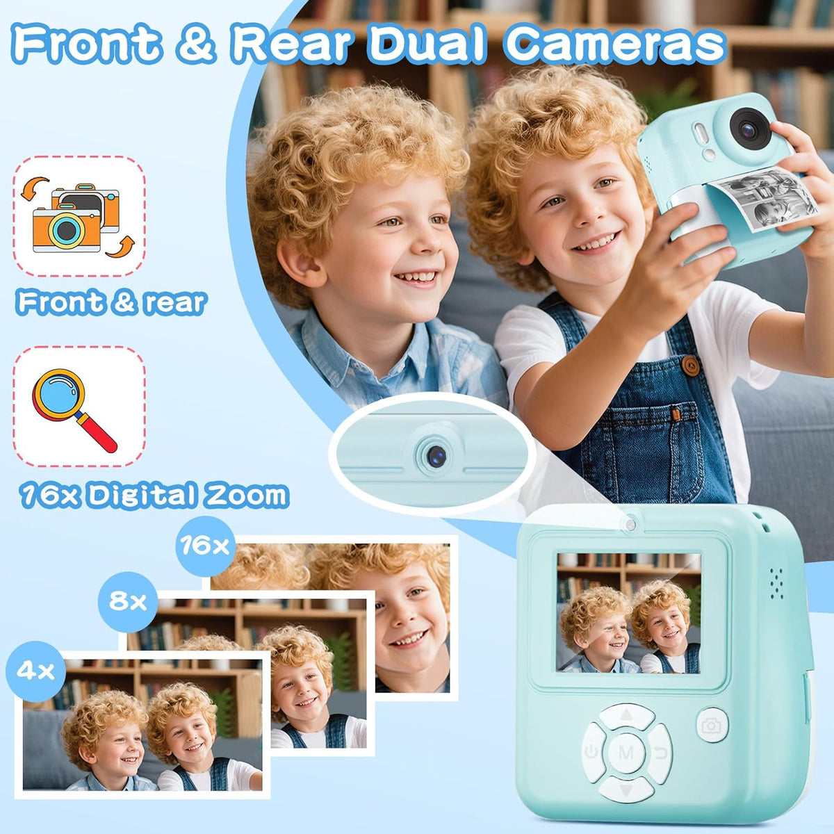 Cámara para Niños con Impresión Instantánea de Fotos a Color, Cámar...