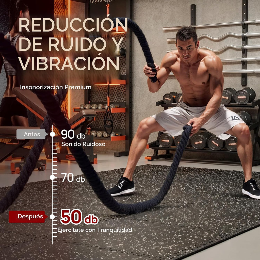 SUPERJARE Alfombrillas de Equipo de Ejercicio Extra Gruesas de 0.79'', 12 Piezas 48 Pies Cuadrados Baldosas de Piso con Parte Superior de Goma con Espuma EVA de Alta Densidad, Pisos de Gimnasio