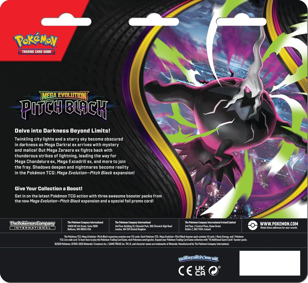Pokemon TCG: Mega Evolution - Paquete de 3 Booster Blister negro