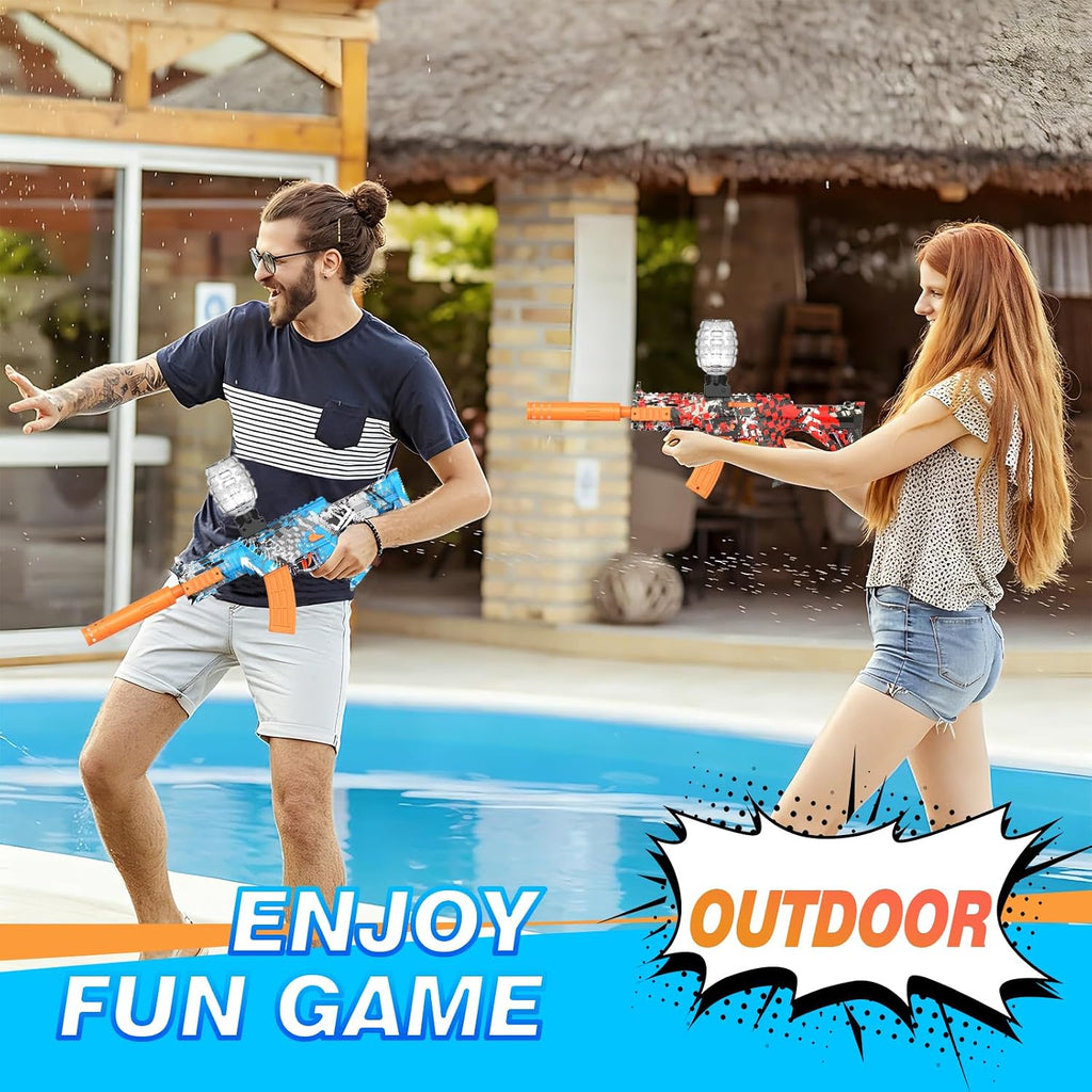 Paquete de 2 lanzadores de salpicaduras, kits de juguete de Splat Blaster totalmente automático, 50000+, 10 Rs por segundo, tolva de 600, juguete de actividades de juego en equipo al aire libre, 2