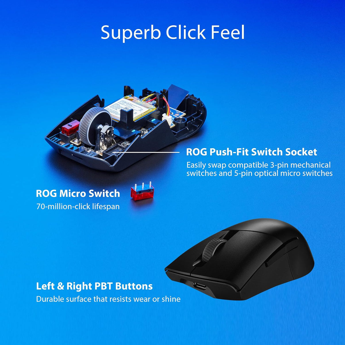ASUS ROG Keris mouse inalámbrica Aimpoint para gaming - Ergonómica...