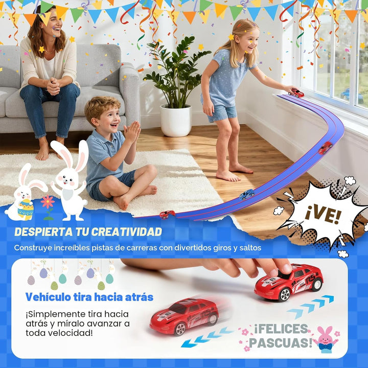 DKOXT Pista de carreras flexible de 15 pies para niños, juego de pi...
