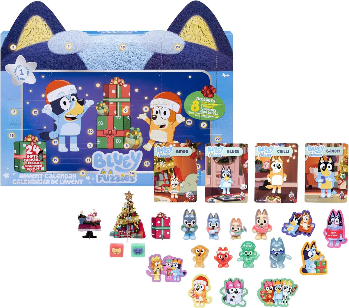 BLUEY Paquete de calendario de Adviento Fuzzies, 8 minifiguras exclusivas