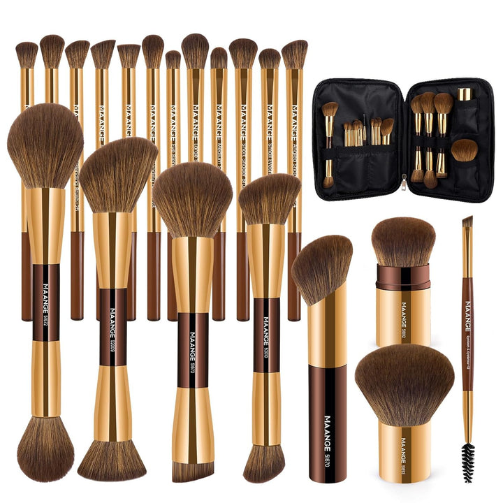 MAANGE Juego de 20 brochas de maquillaje, pinceles kabuki de doble...