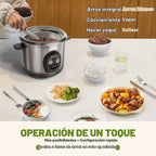 Olla arrocera sin cocer de 3 tazas, pequeña, de acero inoxidable, olla interior no tóxica, multifunción con un solo toque para arroz, salteado/yogur, apta para lavavajillas, tamaño de 1 a 3 personas, color plateado