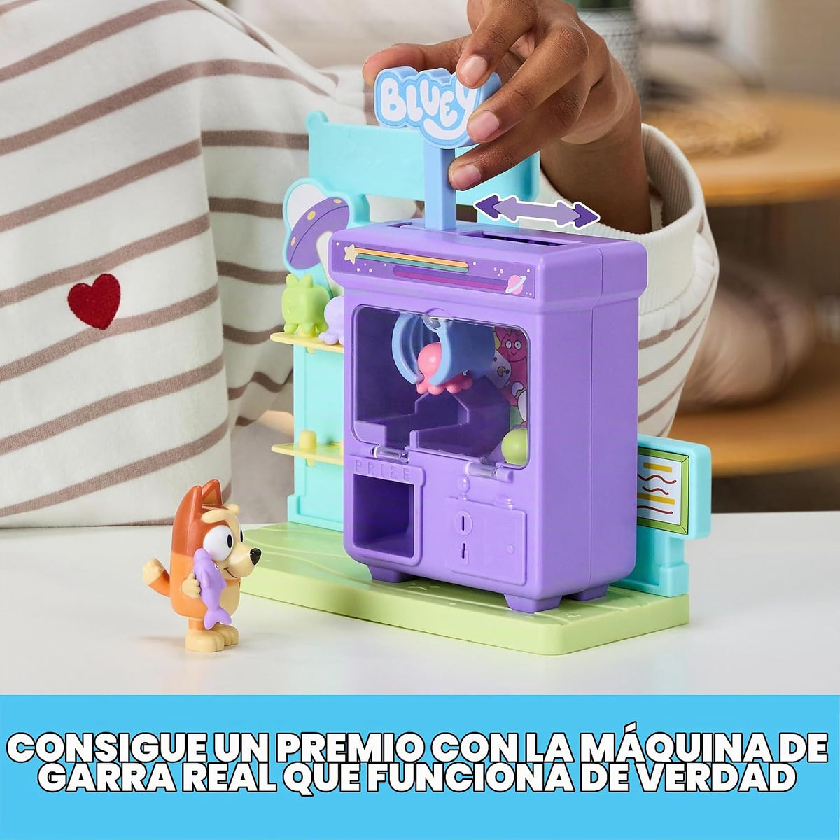Set de juego Bluey Bingo's Claw Machine, Garra funcional, 6 premios