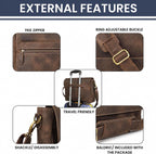LEATHER VILLAGE Bolso Mensajero de Cuero Vintage–Morral Hecho a Mano de 15.5" para Hombres y Mujeres– Bolso de Hombro para Oficina, Viajes y Uso Diario
