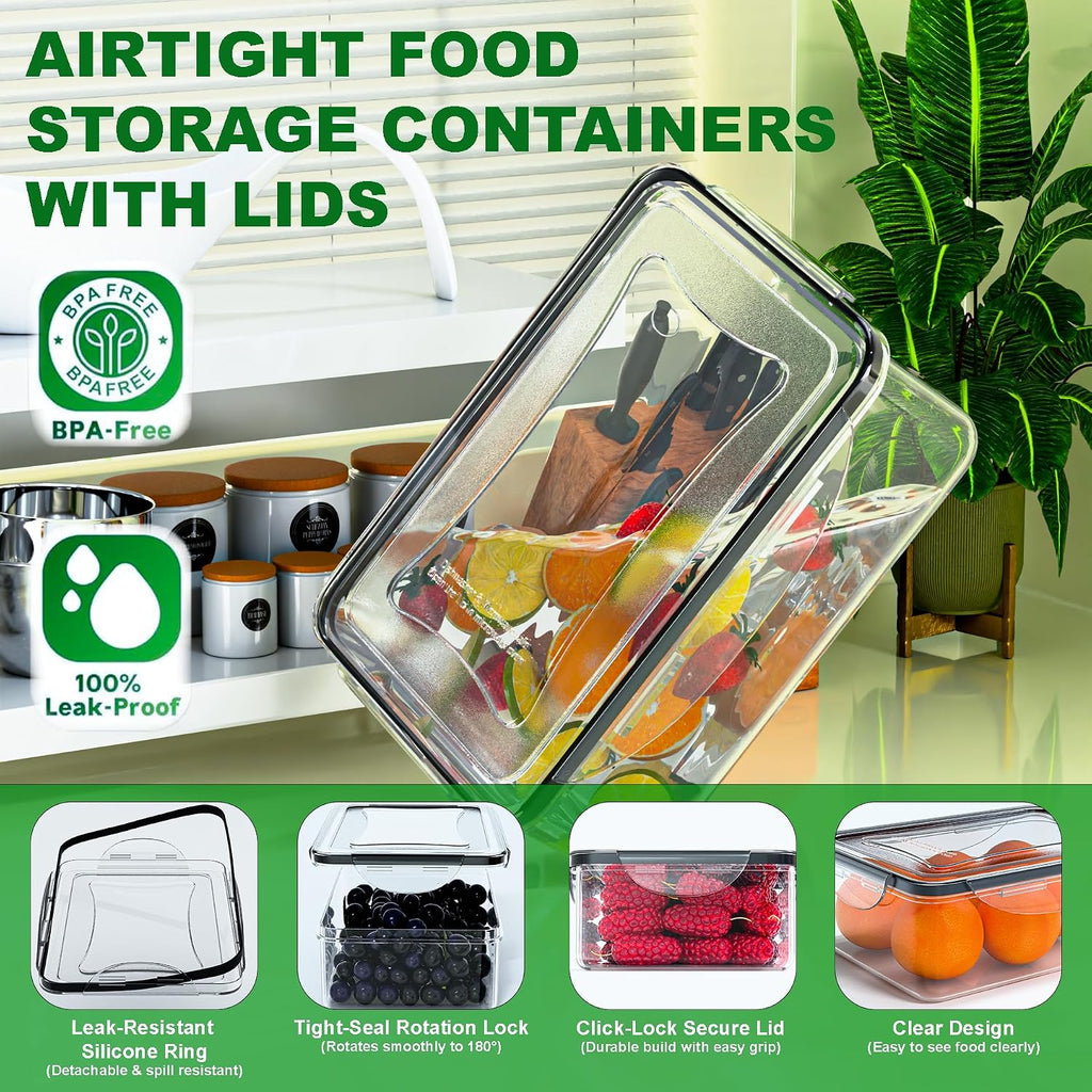 54 piezas de contenedores de almacenamiento de alimentos con tapas herméticas, (27 contenedores y 27 tapas) contenedores de plástico reutilizables sin BPA para la organización de la cocina, cajas de