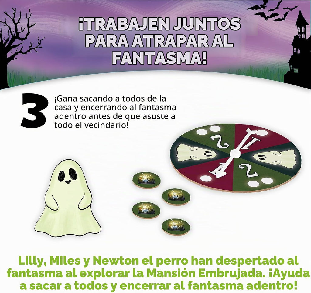 Peaceable Kingdom Ghost in the Attic - Juego de mesa cooperativo para la noche de juegos familiares - Juego de mesa único que brilla en la oscuridad - Ideal para niños a partir de 5 años