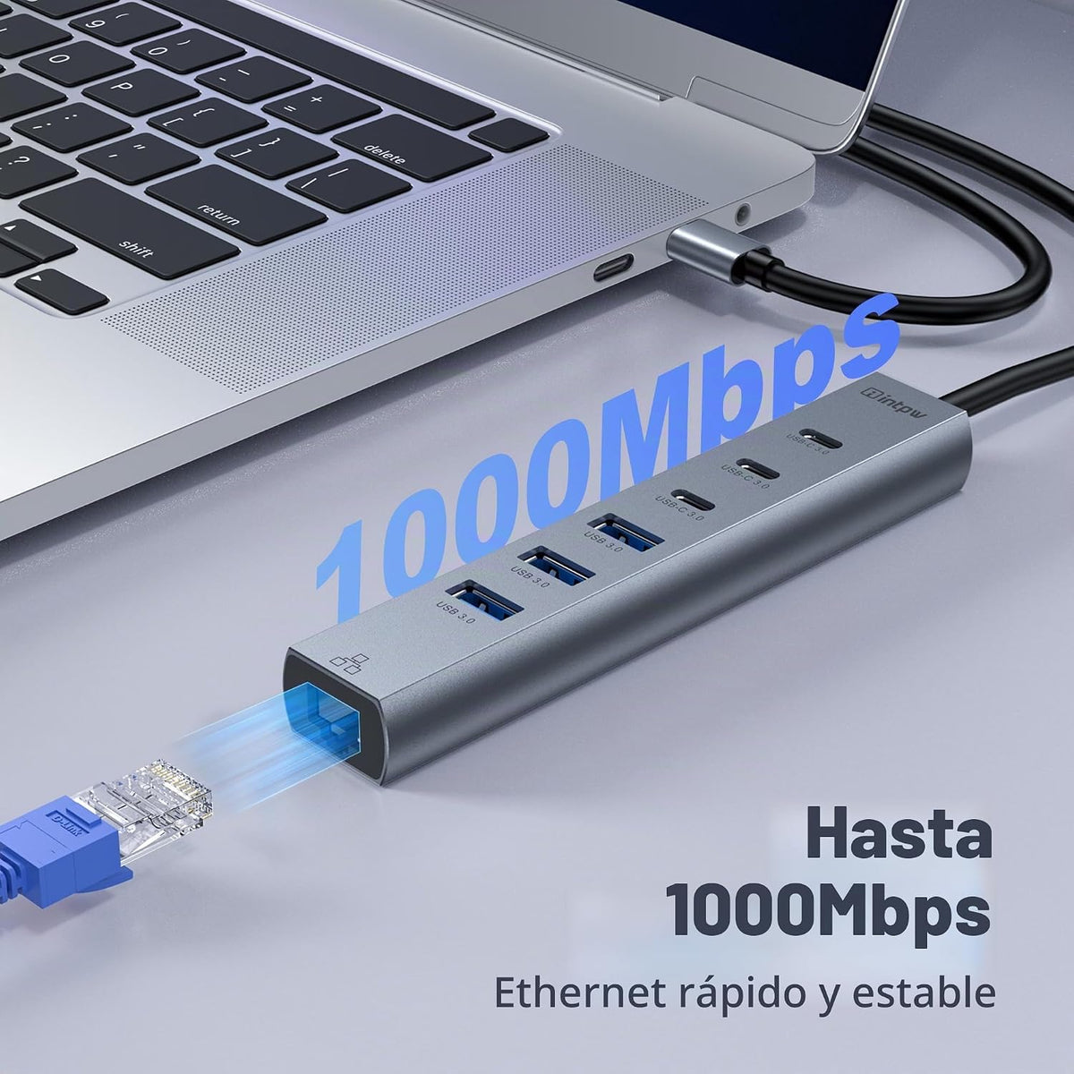 intpw, hub USB 3.0 de 8 puertos, adaptador 5V/3A