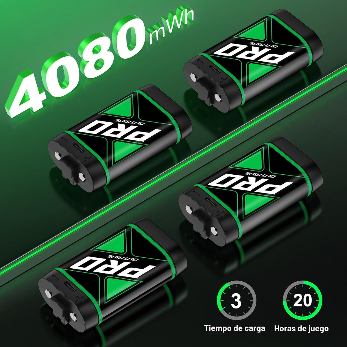 Cargador actualizado para Xbox One Controller Battery Pack con cuatro baterías recargables USB C Xbox Series X|S, One S/One X/Elite Controller Charger Station Accesorios