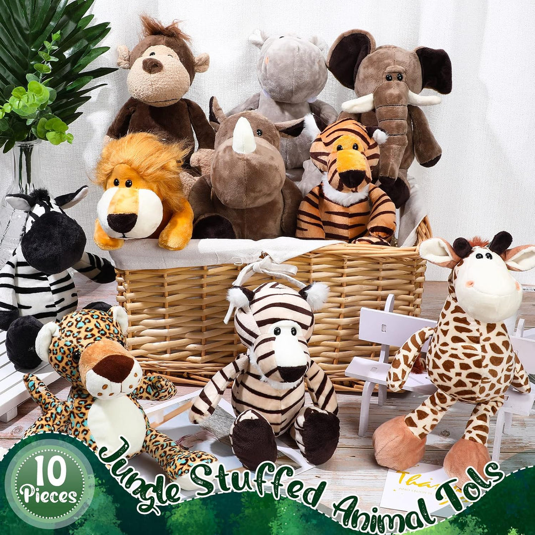HyDren Juego de 10 animales de peluche de safari de 9 pulgadas y el...