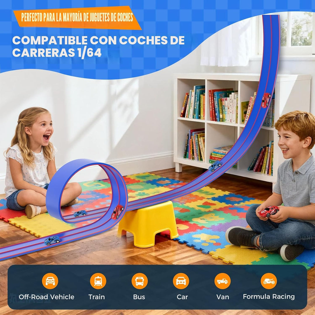 DKOXT Pista de carreras flexible de 15 pies para niños, juego de pi...
