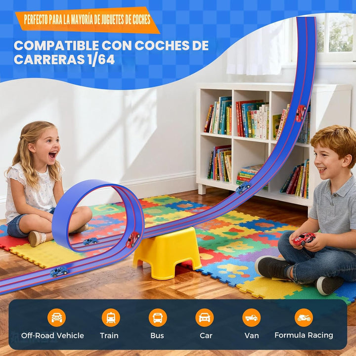 DKOXT Pista de carreras flexible de 15 pies para niños, juego de pi...