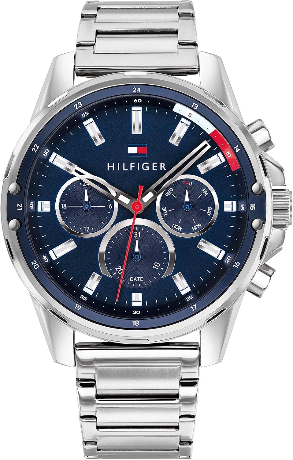 Tommy Hilfiger Reloj deportivo de cuarzo de acero inoxidable y pulsera para hombre, color: plata (Modelo: 1791788)