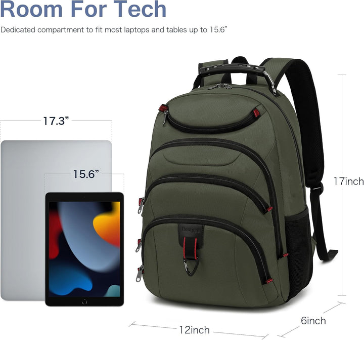 Mochila para laptop Boavan para hombre (Negro, 15.6), Verde militar...
