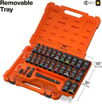 Klein Tools 65123HD KNECT - Juego de llaves de impacto para pozos profundos, unidad de 1/2 pulgada, SAE y métrico, juego de herramientas de 28 piezas, destornillador de impacto de 1/4 de pulgada