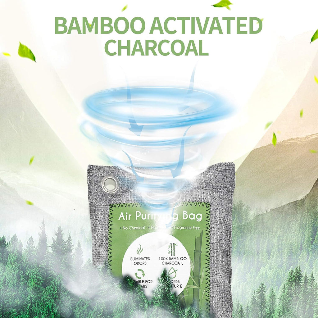 12 paquetes de bolsas purificadoras de aire de bambú, bolsas de carbón activado absorbentes de olores, absorbentes de humedad, ambientador de aire natural para auto, desodorante para zapatos