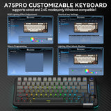 SOLAKAKA Teclado mecánico A75pro-ALL 75% con pantalla (gris degrada...