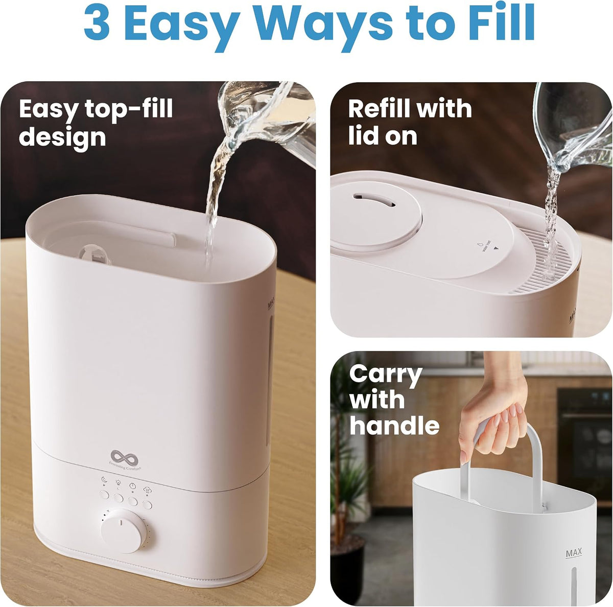 Everlasting Comfort - Humidificador grande de 6 litros para dormitorio