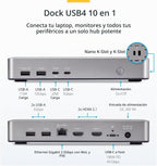 StarTech USB 4 sin controlador, Dual 4K 120Hz o 8K 60Hz HDMI, 100W, 2.5GbE