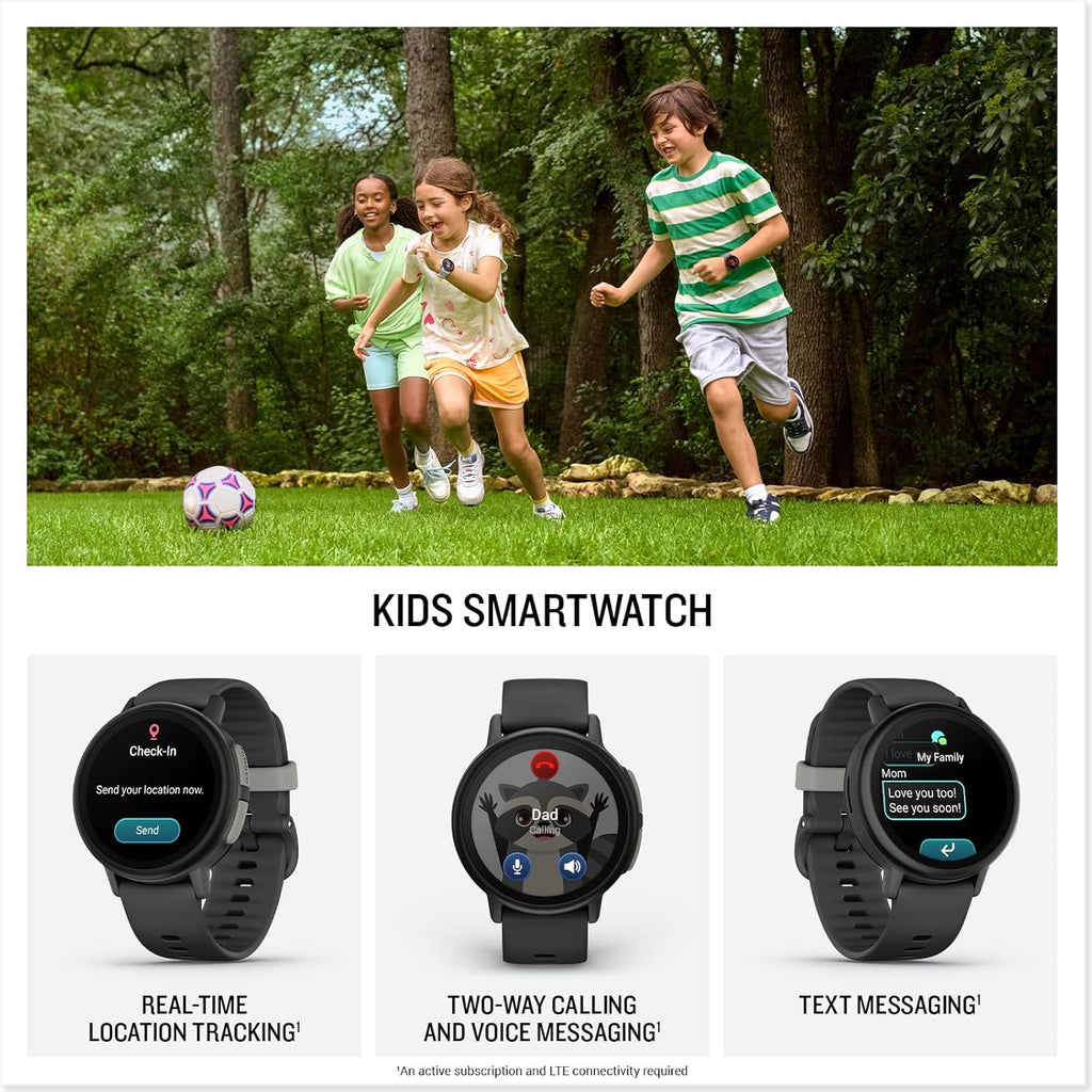 Garmin Bounce™ 2, Reloj inteligente para niños con funciones de llamada, mensajería y seguimiento de ubicación, color gris pizarra